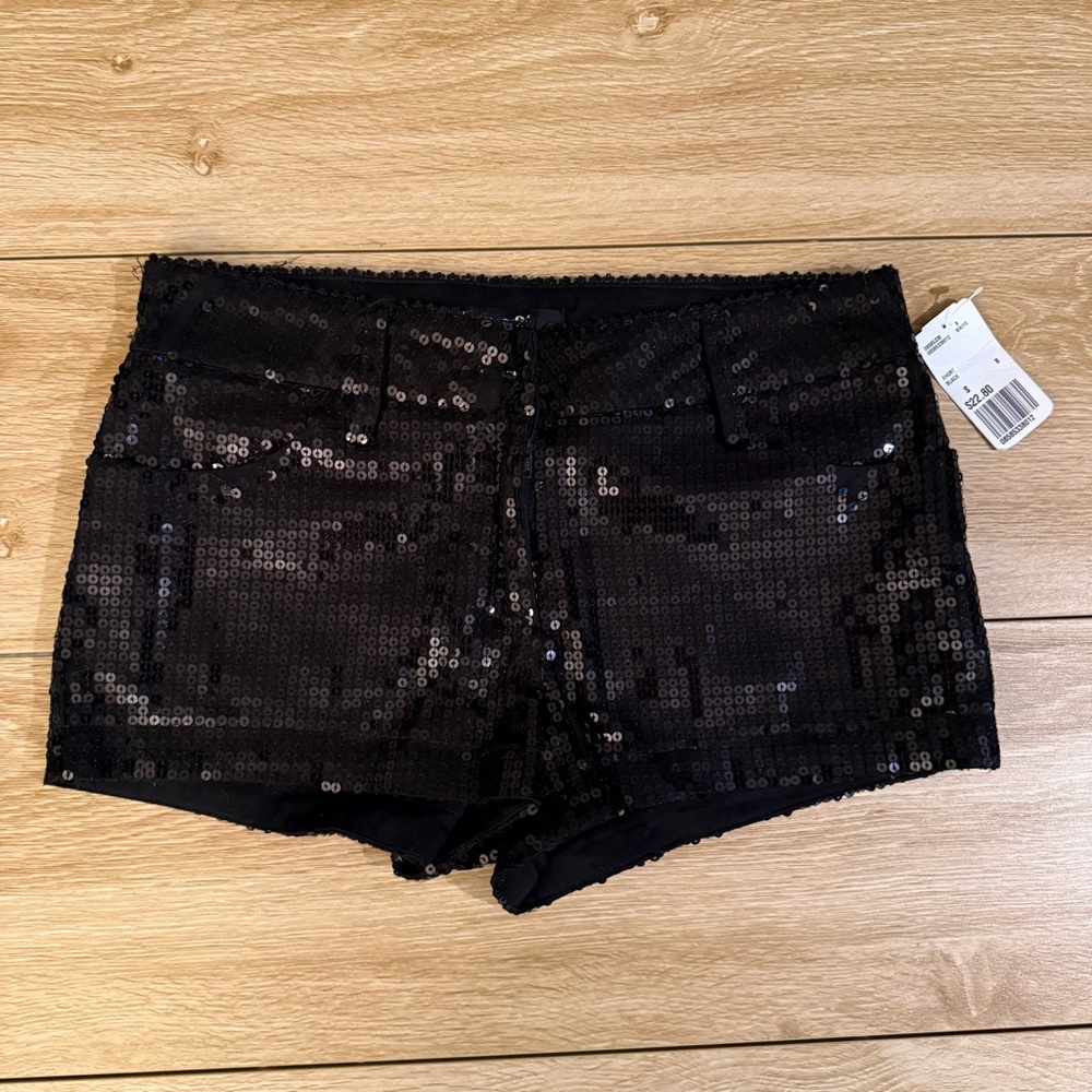 Vintage Forever 21 Sequin Black Shorts Size Small